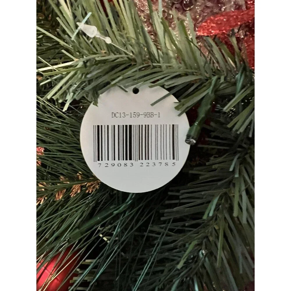 9ft x 12in Pre-Lit Battery Operated LED White Lights~ Red Mix Artificial Garland